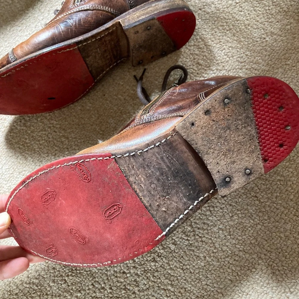 BedStu Cobbler Leather Ankle Boots Lace Side Zip Size 8 - Picture 3 of 8